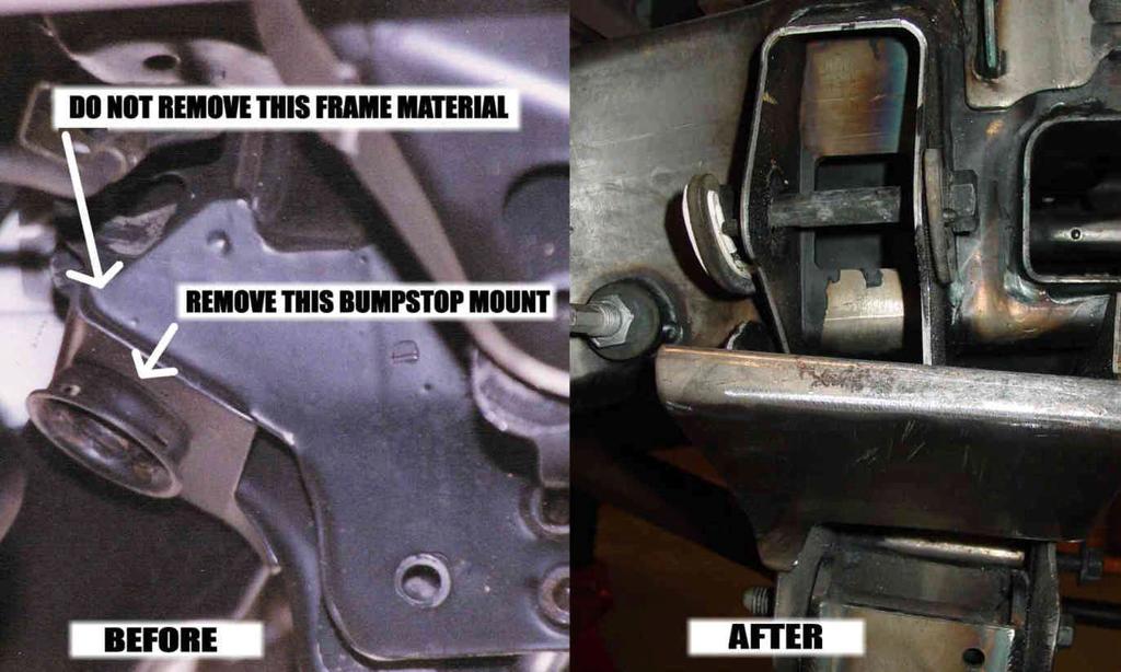 20. PULL OEM BUMP-STOPS OUT OF THE MOUNTS IN FRAME (OEM BUMP-STOPS WILL NOT BE