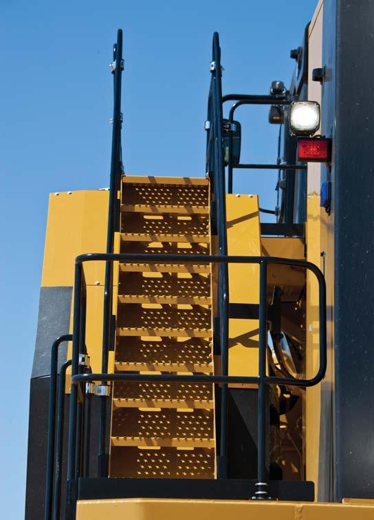 Walkways with non-skid surfaces and integrated lock out/tag out points are designed into the service areas. Windshield cleaning platforms provide safe and convenient access for the operator.