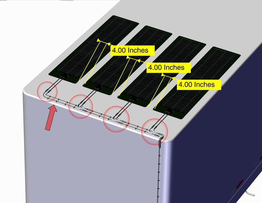 18 360 Watt (4 Solar Panels) 1. Place the fourth panel no more than four inches away from the third solar panel. 2.