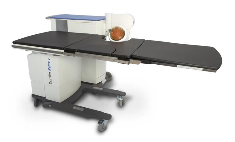 Ideal for ESWL and endourology The Dornier Relax+ is a transportable, motorized multifunctional table for extracorporeal shock wave lithotripsy (ESWL) and endourology.