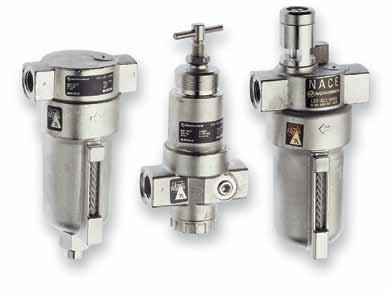 Stainless steel general purpose Filters, pressure regulators, lubricators F22, R22, L22 1/2 NPTF Lloyds Register Type Approved Materials meet NACE* recommendations (MR-017, 2002 revision) 2 µm filter