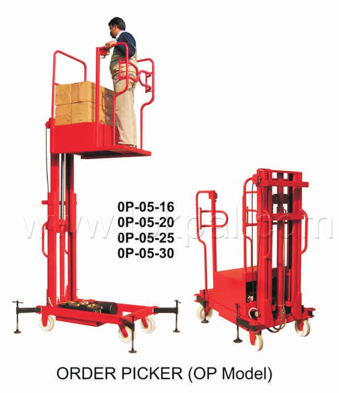 ORDER PICKER OP+TT LIFT Useful in storage area. Can pass through narrow asile. Available in variable heights. Platform Worktable Mast Overall Overall Platform Worktable Working Model Cap.