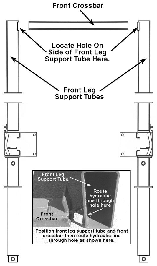 IMPORTANT: On one side of the front leg support tube ( at the end ) there is a 1 x 2 access hole and a