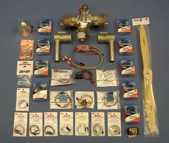 ITEMS NEEDED TO COMPLETE Hardware: 100cc gas engine with ignition, mufflers or headers, with canisters or pipes, and all engine mounting bolts, lock nuts, and washers.