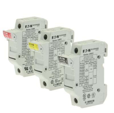 10 x 38 mm modular fuse holders Standard features Colour coded for simple visual identification: yellow for PV (1000 V d.c.), red for IEC (690 V a.c.) and black for UL (600 V a.c./d.c.) applications.
