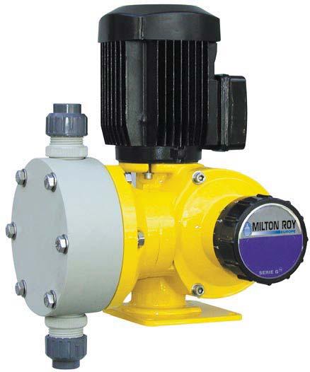 Dosing pump series G M Flow rate up to 500 l/h Pressure up to 12 bar Mechanically actuated diaphragm Variable eccentric drive mechanism Homogeneous or heterogeneous multiplexing capabilities Main