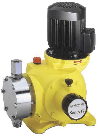Dosing pump series G B Flow rate up to 1200 l/h Pressure up to 10 bar Mechanically actuated diaphragm Variable eccentric drive mechanism Main technical characteristics Flow rate up to 1200 l/h