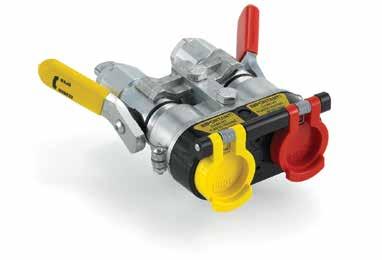Position 9250 Series By turning the rugged, color-coded lever to Open you lock open the valves in both the female body and the male tip, so they are unaffected by rapid variations in fluid flow.