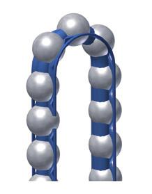 The chain in linear guides with ball chain has the function of a cage. It holds the balls at a constant distance from each other and controls their circulation.