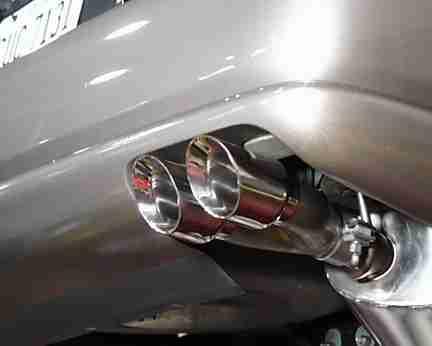 12) Repeat the same steps for the DRIVER SIDE exhaust tip assembly. 13) Now, visually inspect how each muffler is positioned, alignment of the exhaust tips and check for clearances.