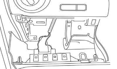 Fig. 31 29) Installing fog lamp switch. a) Carefully remove tear away tape from fog lamp switch prewire connector as shown in Fig. 31. Remove by connector, never pull on wire to free a connector. Fig. 32 30) Installing fog lamp switch.