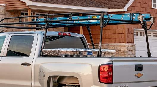 FOR MORE INFORMATION ON CHEVROLET COMMERCIAL VEHICLES, VISIT GMFLEET.COM. 3. FULL-FRAME STEEL UTILITY RACK BY TRACRAC 1, 4 Features 1 5 / 8-inch, Black Powder Coated round steel tubing construction.