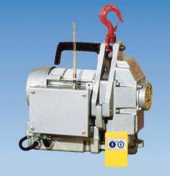 fast setup efficient operation with swivelling suspension hook extremely good weight/power ratio reduced maintenance quiet operation (70 db) operational safety : upper and lower limit switches brake