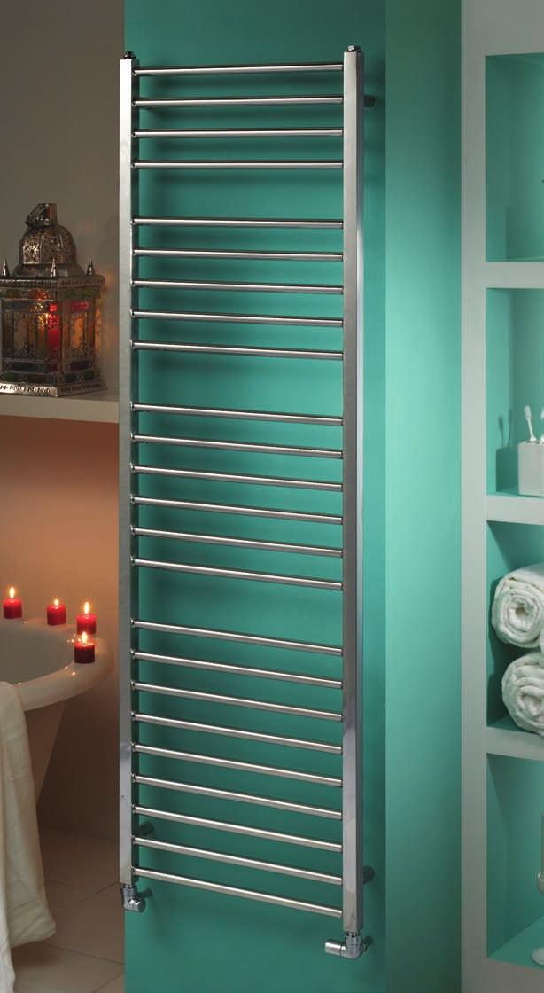 188 Java 8 POL 20 YEARS electric options available Square vertical ends with round tubes combine to create a deceptively simple design that puts a new twist on a classic ladder style towel radiator.