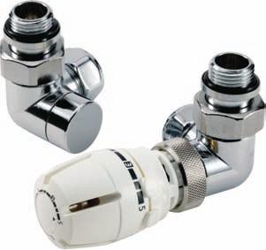 Connection centres = 50mm Straight valve with Standard chrome TRV head Monoblock TRV Angle
