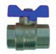 universal ball valve, threaded ends BSPP F/F - blue butterfly lever CODE T DN F S C L H GR.