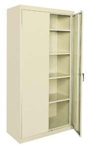 Classic Series Storage Cabinets with adjustable shelves Four fully adjustable shelves on 2 centers, plus raised bottom shelf, three point door lock system, three sets of hinges per door.