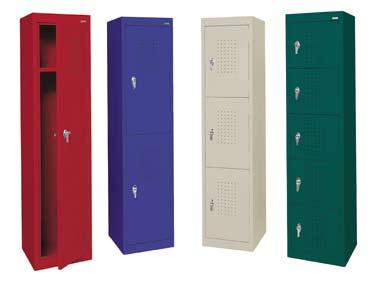 lockers Welded Storage Lockers Standard Duty Lockers. Doors have vent holes and a die cast handle that secures the door in a closed position and accommodates a standard padlock.