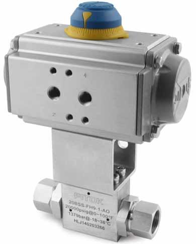 Medium and High Pressure Ball Valves Pneumatic Ball Valve Air to open/spring to close (Normally closed) Air to close/spring to open (Normally open) Air to open and