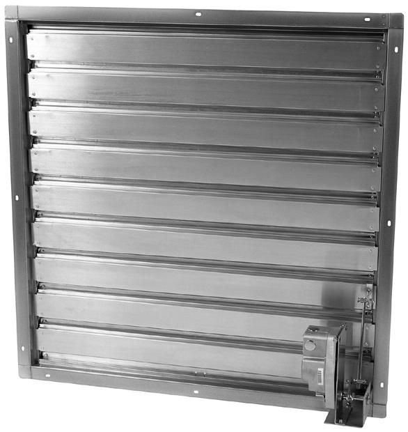 SIDEWALL PROPELLER FAN ACCESSORIES & OPTIONS Heavy Duty Galvanized Exhaust ized Shutter: This damper has a flanged frame and is designed to fit the inside flanges of the optional wall housing or wall