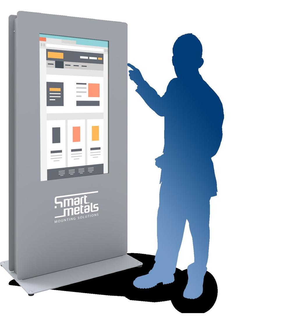 KIOSKS 98 99 Our SmartKiosk was designed for Digital Signage and informational purposes in public areas. The kiosk is fitted with a universal mounting bracket which is adjustable in depth and height.
