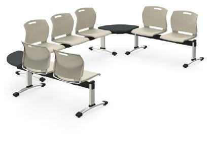 Seating shown in Ivory Clouds (IVC). 6500A8 Universal aluminum arm.