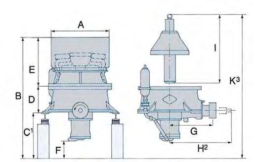 Dimensions, mm Note: Reference line (not floor level) giving minimal dimensions for removal of: 1. Hydroset cylinder, 2. Pinion shaft, 3. Main shaft Dim.