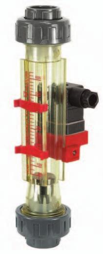 ..2 Adjustable reed switches Operation: The contact is normally open, when not in alarm condition Maximum Flow: On increasing flow, the contact closes when the float reaches the height of the alarm