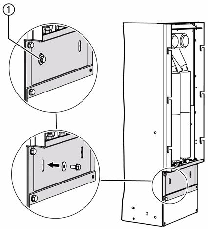 Installation Fig. 61: Mounting the surge arrester plate with bolt-and-washer assemblies a and washers on the upper cross member.