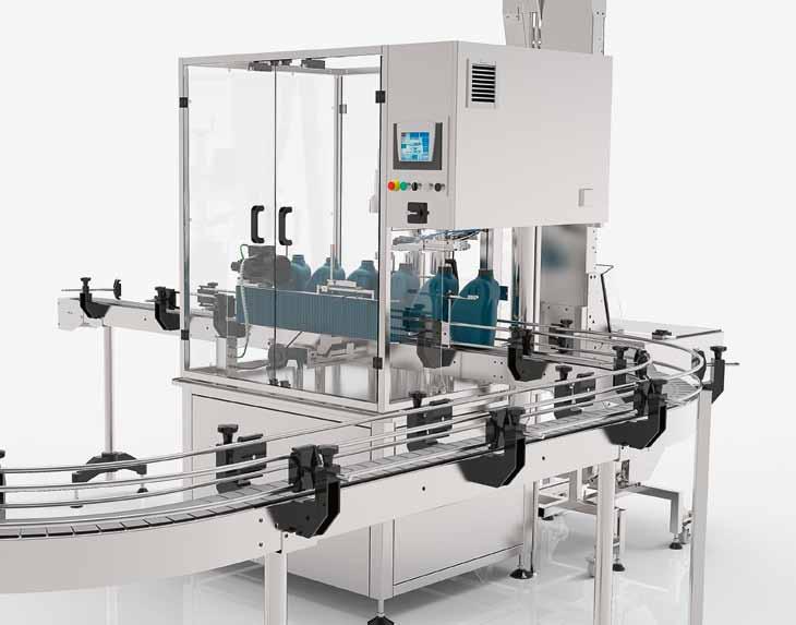 Hermes BCWS Automatic linear one-head capping machine capping The automatic linear one-head capping machine Hermes BCWS is designed to close various types of bigger containers (starting at 1l) with