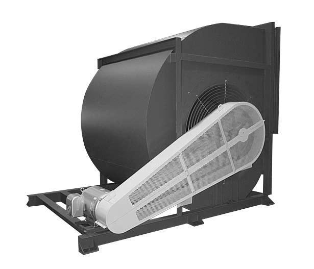 The fan base is extended to accommodate the motor, for horizontal mounting, similar to an Arrangement 1 fan.  Arrangement 9F is not suitable for mounting vibration isolators directly under the fan.