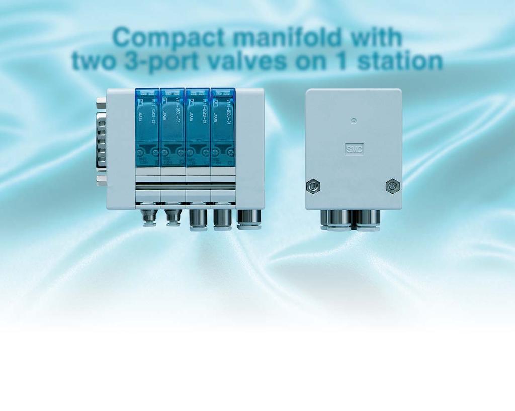 Compact manifold with two -port valves on station Scale: 00% 50. (5.9) L 0 L: Dimensions Stations 5 6 7 9 0 L.. 5.6 6. 75 5. 95. 05.6 5. 6 6. 6. Mounting Direct mounting Bracket mounting Bracket mounting example x M x 0.