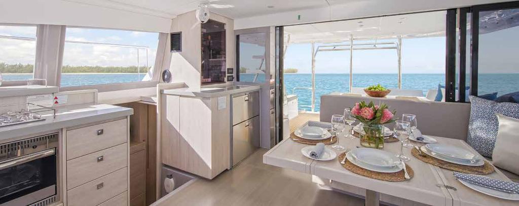 Interior A new standard for comfort One of the most exciting and innovative interiors yet on a Leopard catamaran, the Leopard 43 Powercat