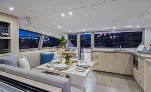 In this new layout, the galley is located forward and the forward-facing settee and the table are now