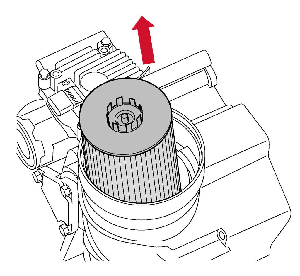 Remove the full-flow oil filter from the oil module. WARNING!