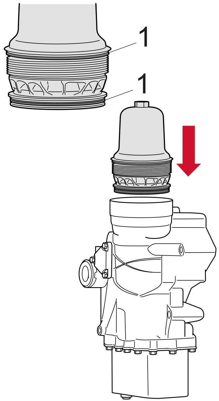 MAINTENANCE PROCEDURES 5 10. Position the screw cap carefully onto the oil module. 11. Tighten the screw cap by hand until it reaches the end position. 12. Tighten the screw cap to 52 lb-ft (70 N m).