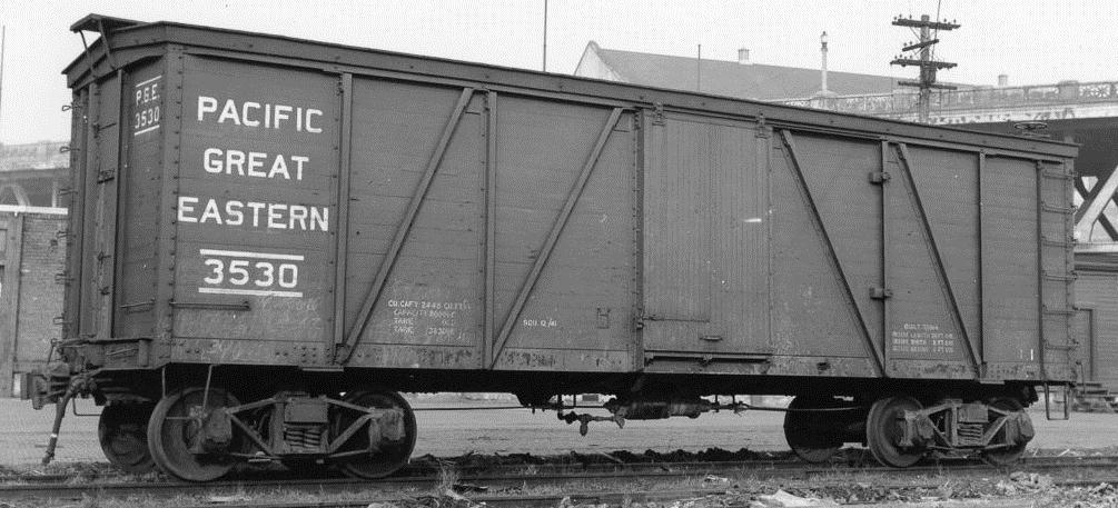 Additionally, these cars were built with split K brakes, which lasted on the cars into the early 1950s. 1160: Pacific Great Eastern 3500-3599, Unknown builder, 3/1914.