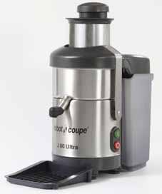CENTRIFUGAL JUICER J 80 Ultra J 80 Ultra - J 100 Ultra Induction motor Continuous pulp ejection Feed hopper, Ø 79 mm Removable stainless steel basket for easy cleaning and motor base No-splash juice