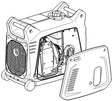 Loosen four screws and remove the cover on the left side of the generator with recoil handle (see Figure 7). 3. Remove the oil filler cap/dipstick. (see Figure 8) 4.