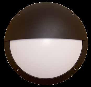 KNIGHT ROUND ROUND BULKHEADS For protected area lighting IP65 surface mounted luminaire constructed of die cast aluminium housing and front (hood) cover with UV stabilised polycarbonate vandal