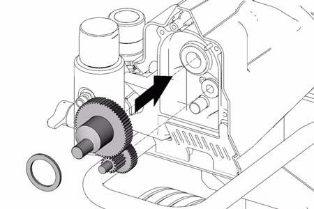 Install thrust bearing (28) and gears (26) and (27) in motor front endbell. 27 Needle Bearing Surfaces 28 32 4 13 29 28 27 26 2. Push drive housing (29) into motor front endbell.