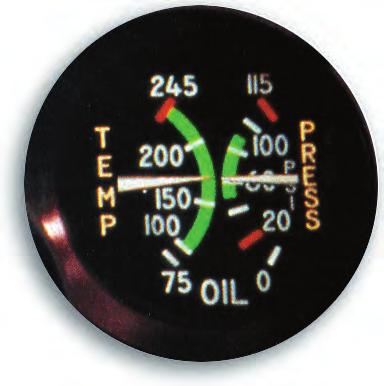 Oil Temperature and Pressure Gauge in a Cessna 182 Aircraft engines have other gauges that are either necessary or helpful to the pilot.