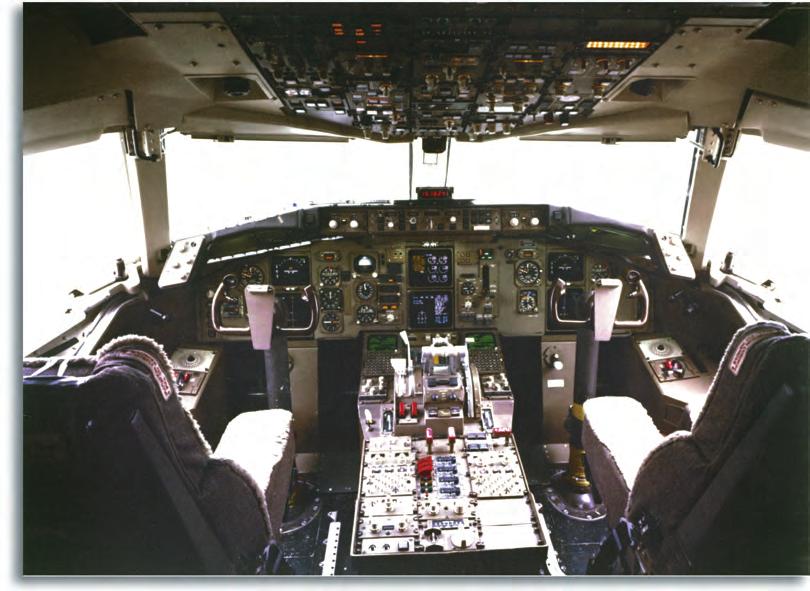 The flight deck of the Boeing 767 shows state-of-the-art instrumentation.