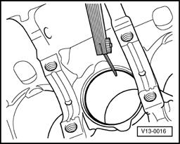 Page 6 of 9 13-58 Fig. 1 Checking piston ring end gap - Insert ring at right angle from top and slide down until approx. 15 mm (19/32 in.