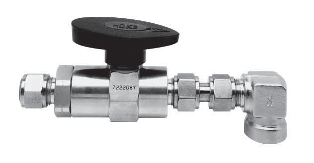OK yrolok ended ball valve using port connector for close connection to another port. Port onnector: P yrolok ube ittings connects two fractional ports IMNSIONS INS PR NUMR* U O MIN 1P[] 1/16 0.74 0.