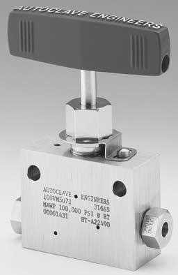 eedle Valves - 00V & 50V Series Pressures to 50,000 psi (0350 bar) Pressure/ Temperature Rating iameter Orifice psi (bar) Size onnection Size Rated @ Room Inches Inches (mm) v * Temperature** Series