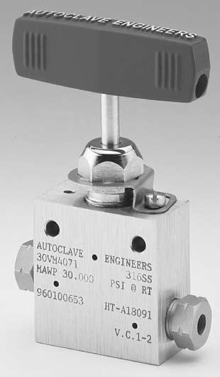 eedle Valves - 30V Series Pressures to 30,000 psi (2068 bar) Pressure/ Temperature Rating iameter Orifice psi (bar) Size onnection Size Rated @ Room Inches Inches (mm) v * Temperature** /4 250 0.