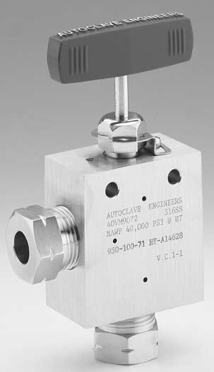 eedle Valves - 40V Series Pressures to 40,000 psi (2760 bar) Pressure/ Temperature Rating iameter Orifice psi (bar) Size onnection Size Rated @ Room Inches Inches (mm) v * Temperature** 9/6 56240 0.