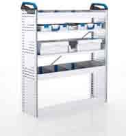 shelf with 2 T-BOXXes on guide rails 1 shelf with 2 L-BOXXes and one low S-BOXX 1 Shelf with 2 M-BOXXes and 1 S-BOXX 3 drawers with mats and dividers 1