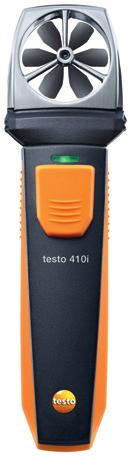 Flow velocity testo 405i: Bluetooth Thermal hot-wire anemometer - Measures air velocity, volume flow, and temperature - Measures in-duct air flow and automatically calculates volume flow - Small dia.